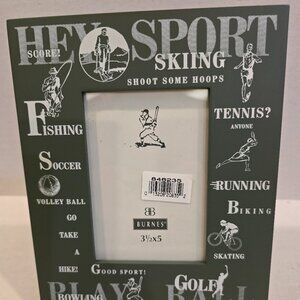 Burnes "Hey Sport Play Ball" Wood Frame 3.5 x 5 Photo Green NEW in Box